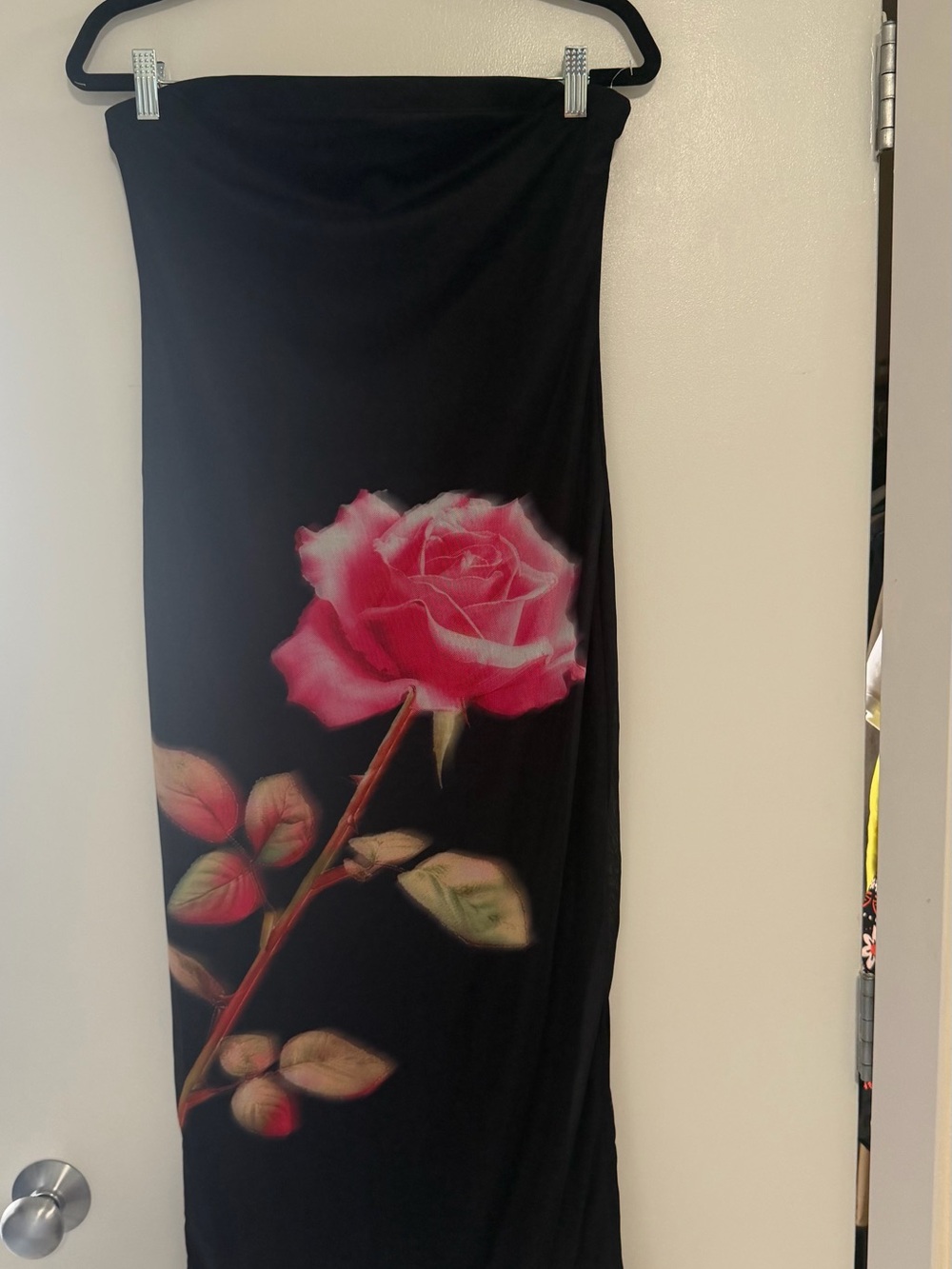 Madden Girl Black Strapless Dress with Pink Rose Accent